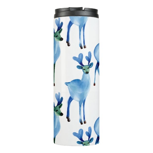 Christmas Blue Reindeer Thermosbecher (Rückseite)