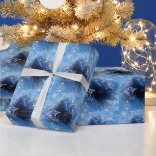 Christmas Blue Ribbon Wrapping Paper Geschenkpapier