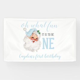 Christmas Blue Santa First Geburtstag Banner