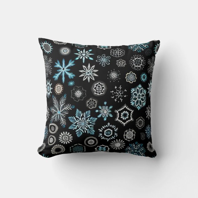 Christmas Blue Snowflakes Kissen (Vorderseite)