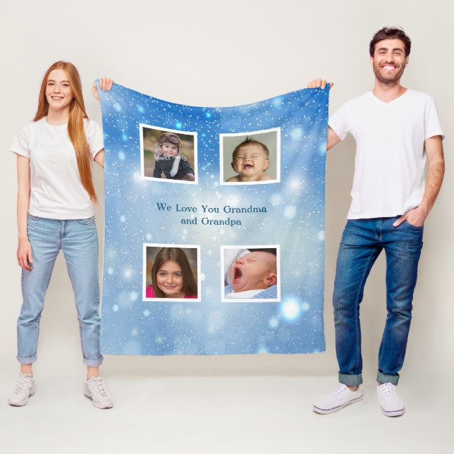 Christmas Blue Snowflakes Oma Opa Fotos Fleecedecke (Beispiel)