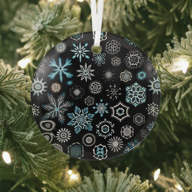 Christmas Blue Snowflakes Ornament Aus Glas (InSitu)