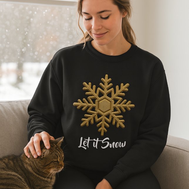Christmas Blue und Gold Snowflake T - Shirt (cozy and warm "let it snow" sweatshirt)