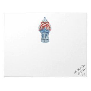 Christmas Blue und White Ginger Jar Notepad Notizblock