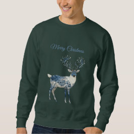 Christmas Blue White Chic Deer Sweatshirt