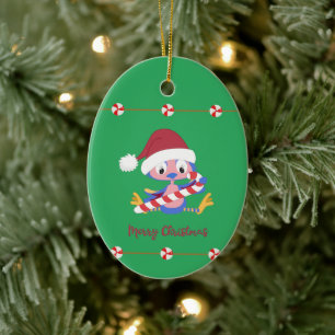 Christmas Bluebird Candy Decor Custom Year Oval Keramik Ornament