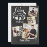 Christmas Boho Chalkboard 4 Foto Collage Feiertagskarte<br><div class="desc">Ein elegantes boho 4 Foto Collage Urlaubsplanung für Sie,  um mit Ihren Lieblings-Fotos gerahmt in Gold,  Nachricht,  Namen und Jahr auf einem Chalkboard-Hintergrund zu personalisieren. Auf der Rückseite sind fallende Schneeflocken auf einem passenden Chalkboard-Hintergrund zu sehen. Entwickelt von Thisisnotme©</div>