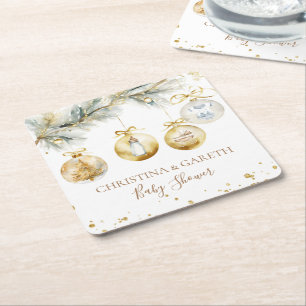 Christmas Boho Merry Little Baby Shower Rechteckiger Pappuntersetzer