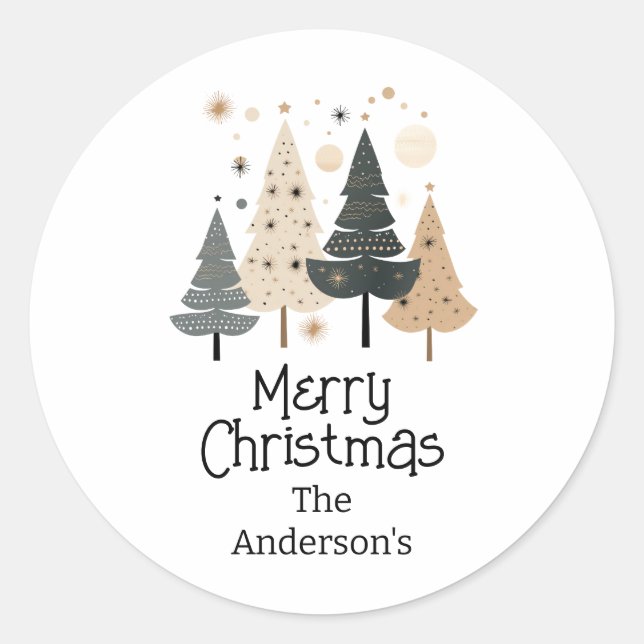 Christmas Boho Runder Aufkleber (Vorderseite)