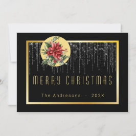 Christmas Bokeh Fairy Light Cool Gold Family Foto Einladung