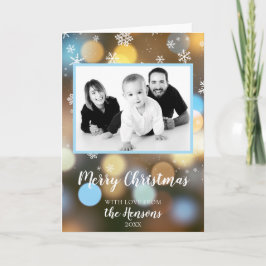 Christmas Bokeh Lights Personalizable Family Foto Karte