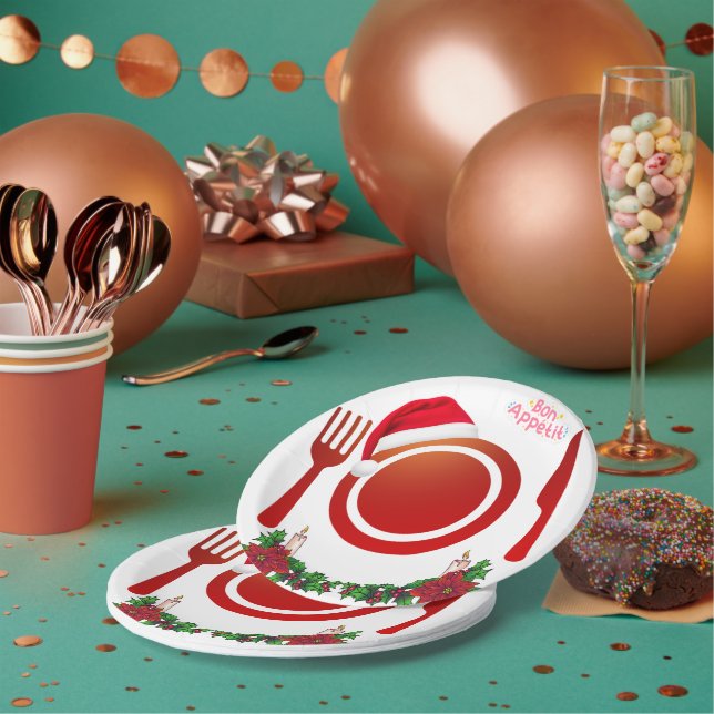 Christmas Bon Appétit Paper Plate Pappteller (Multi)