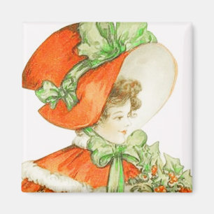 Christmas Bonnet Vintag Magnet