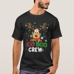 Christmas Boo Boo Crew Reindeer Nurse Buffalo Plai T-Shirt