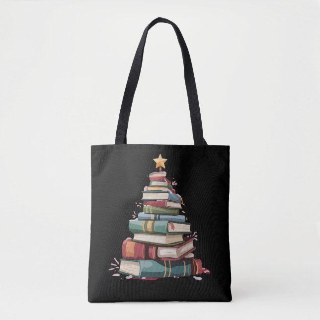 Christmas Books Tree Book Lover Teachers Bookworm  (Vorderseite)