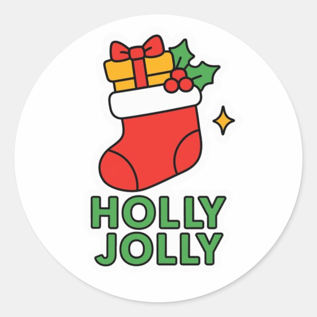 Christmas boot runder aufkleber (Vorderseite)