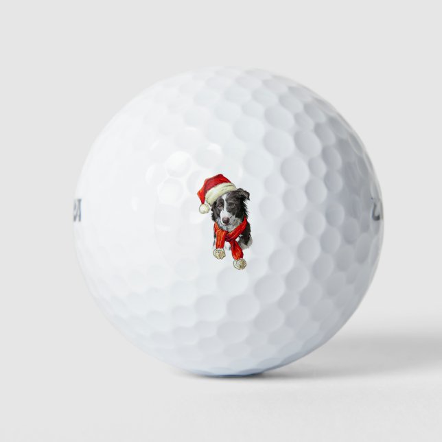 Christmas Border Collie dog Golfball (Vorderseite)