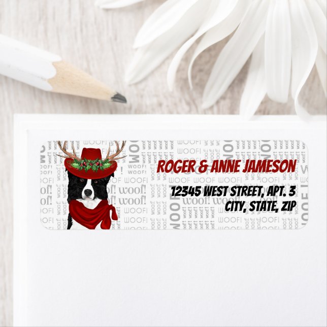 Christmas Border Collie Dog Lover Address (Insitu)