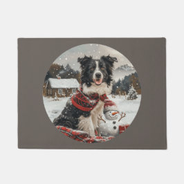 Christmas Border Collie Dog Snowman Fußmatte