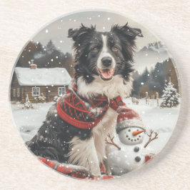 Christmas Border Collie Dog Snowman Getränkeuntersetzer