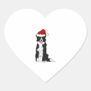 Christmas Border Collie Herz-Aufkleber