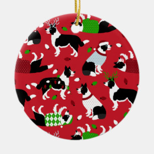 Christmas Border Collie Keramik Ornament