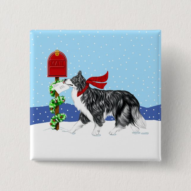Christmas Border Collie Mail Button (Vorderseite)