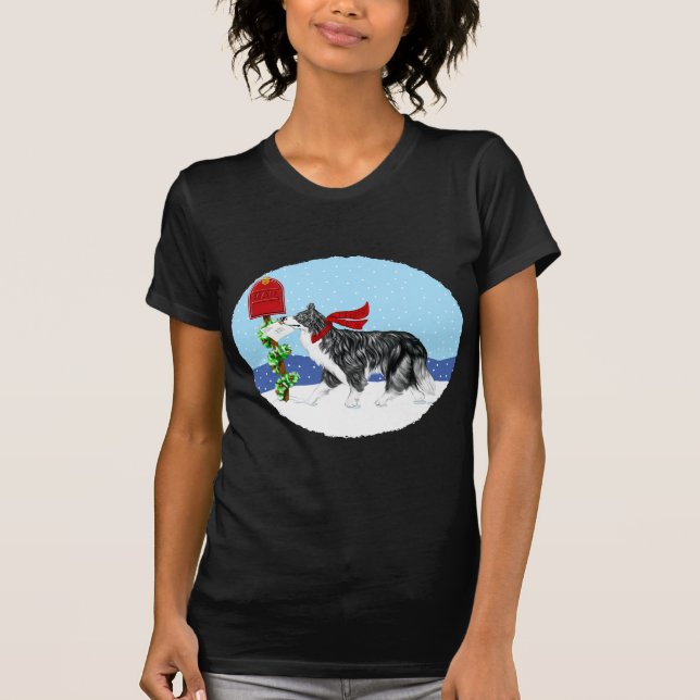 Christmas Border Collie Mail T-Shirt (Vorderseite)