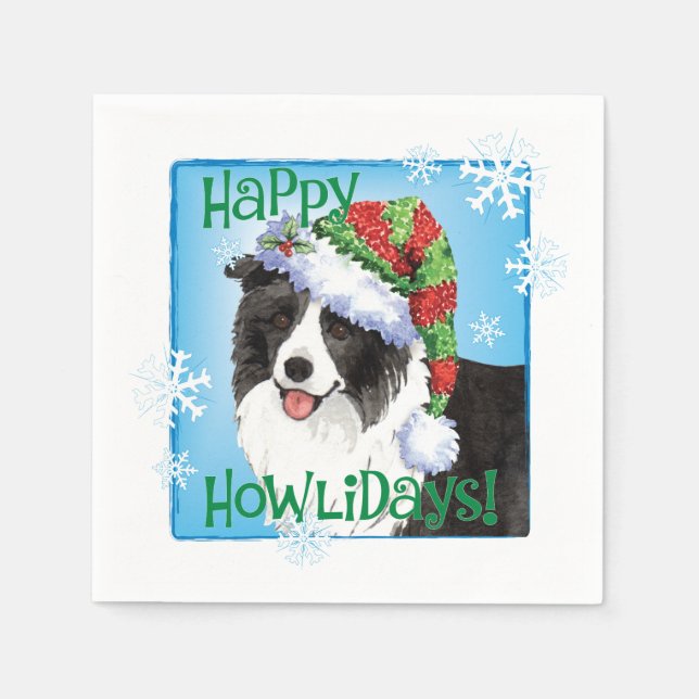 Christmas Border Collie Serviette (Vorderseite)