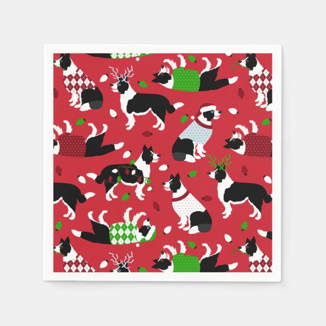 Christmas Border Collie Serviette (Vorderseite)