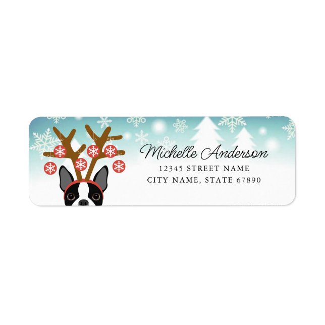 Christmas Boston Terrier Address Labels (Vorne)