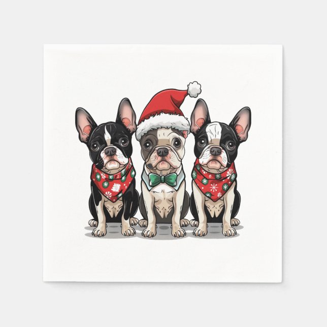 Christmas Boston Terrier Dogs Serviette (Vorderseite)