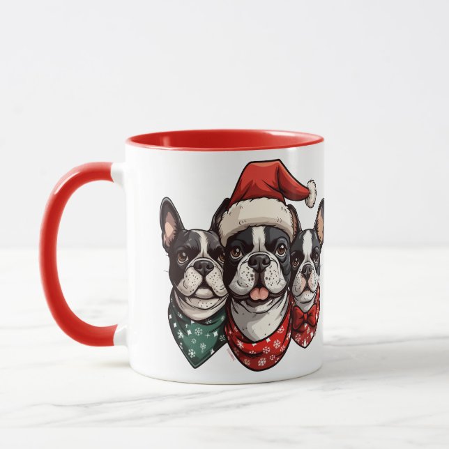 Christmas Boston Terrier Dogs Tasse (Links)