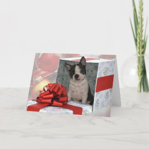 Christmas Boston Terrier Grußkarte Feiertagskarte