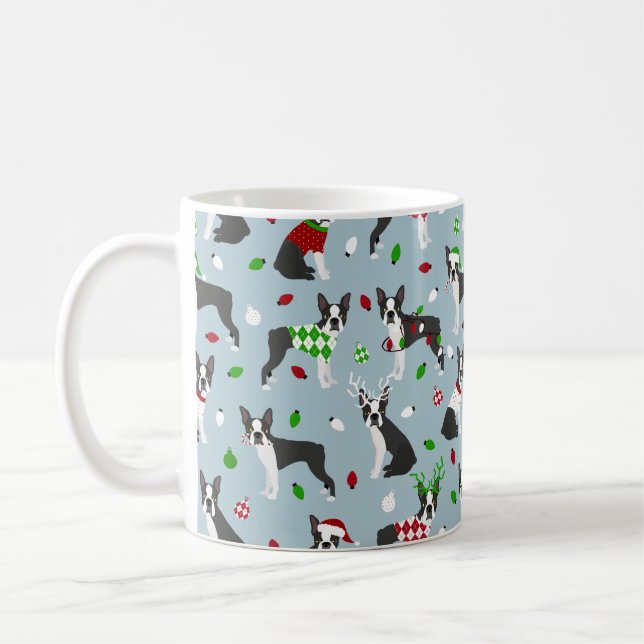 Christmas Boston Terrier Kaffeetasse (Links)