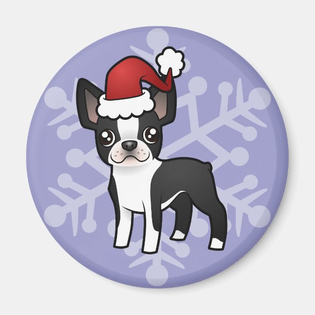 Christmas Boston Terrier Magnet (Vorne)