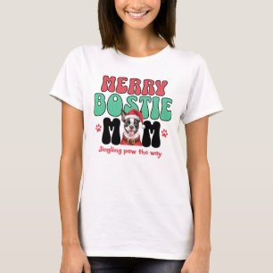 Christmas Boston Terrier Mama T-Shirt