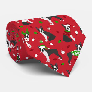 Christmas Boston Terrier Neck Tie Krawatte