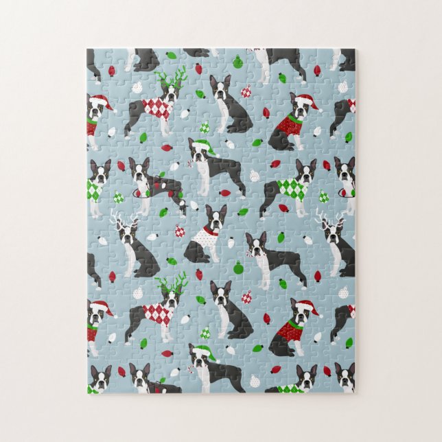 Christmas Boston Terrier Puzzle (Vertikal)