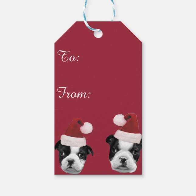 Christmas Boston Terriers Geschenkanhänger (Vorderseite)