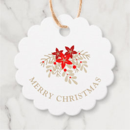 Christmas Botanical Holly Branches Poinsettias Geschenkanhänger