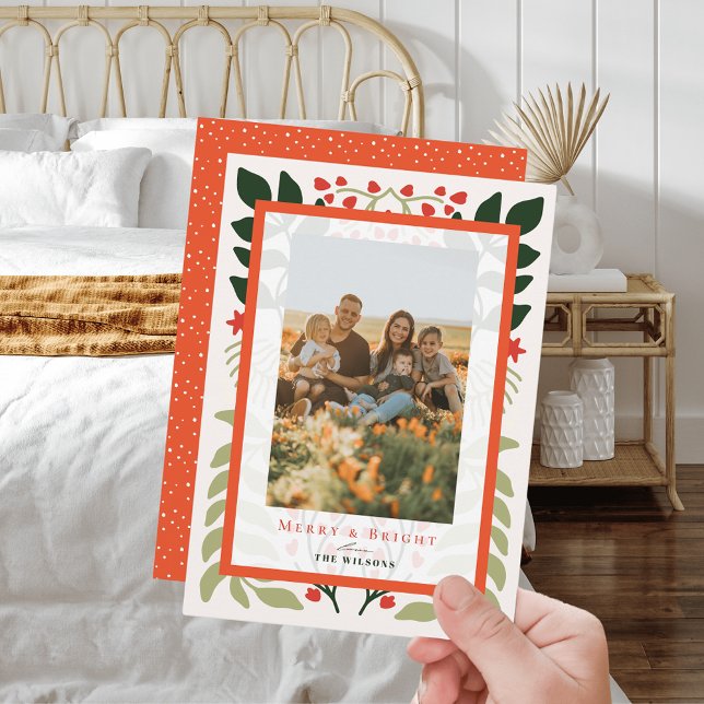 Christmas Botanical Quilt Holiday Photo Card Einladung (Von Creator hochgeladen)