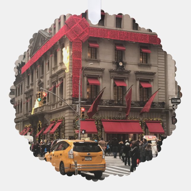 Christmas Bow auf der Fifth Avenue New York City N Ornament Karte (Vorderseite)