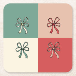 christmas bow conquette rechteckiger pappuntersetzer