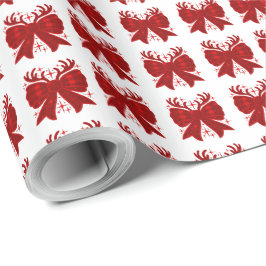 Christmas Bow Kariert Pattern Rot Frohe Weihnachte Geschenkpapier