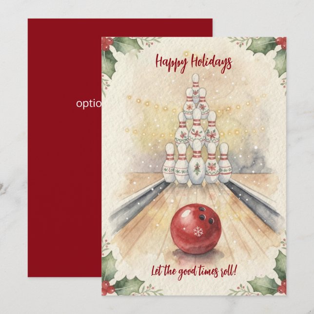 Christmas Bowling Holiday Greeting Cards Feiertagskarte (Vorne/Hinten)