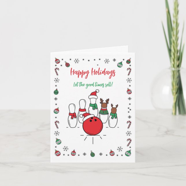 Christmas Bowling Holiday Greeting Cards Feiertagskarte (Vorderseite)