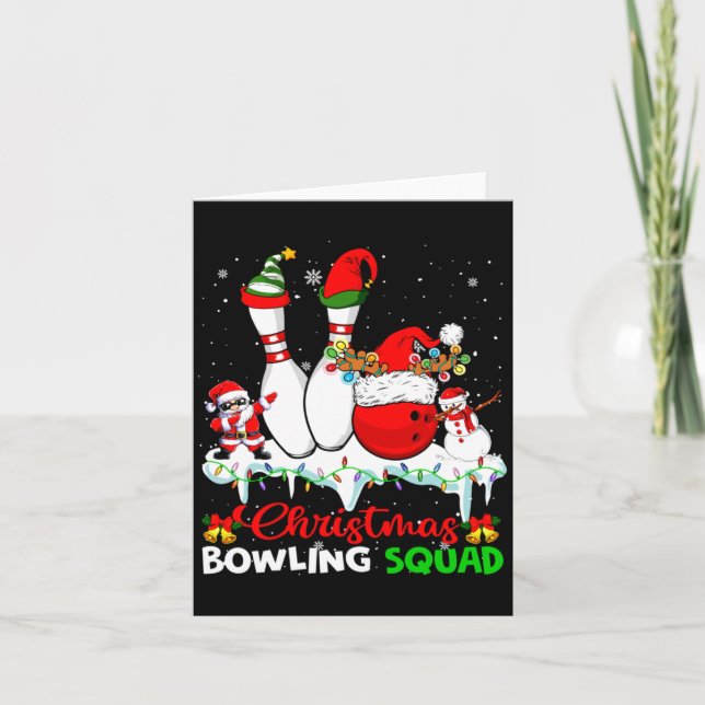 Christmas Bowling Squad Dabbing Santa Elf Bowling  Karte (Vorderseite)