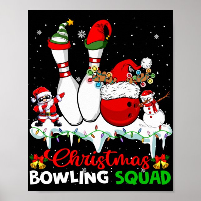 Christmas Bowling Squad Dabbing Santa Elf Bowling  Poster (Vorne)