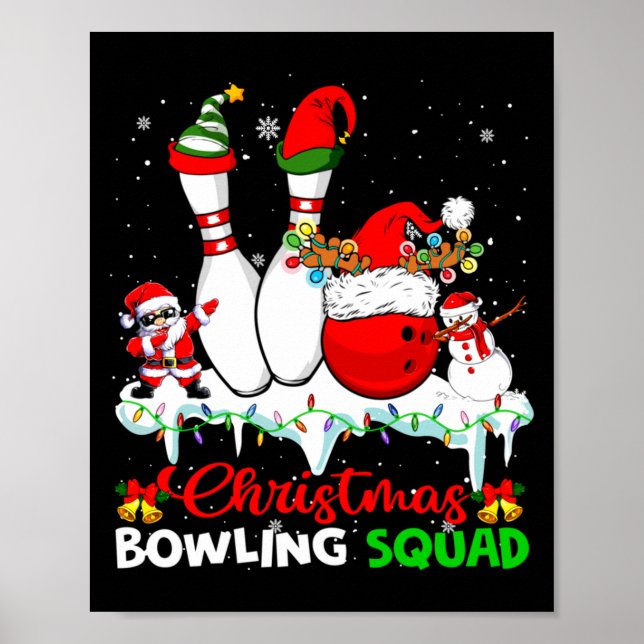 Christmas Bowling Squad Dabbing Santa Elf Bowling  Poster (Vorne)